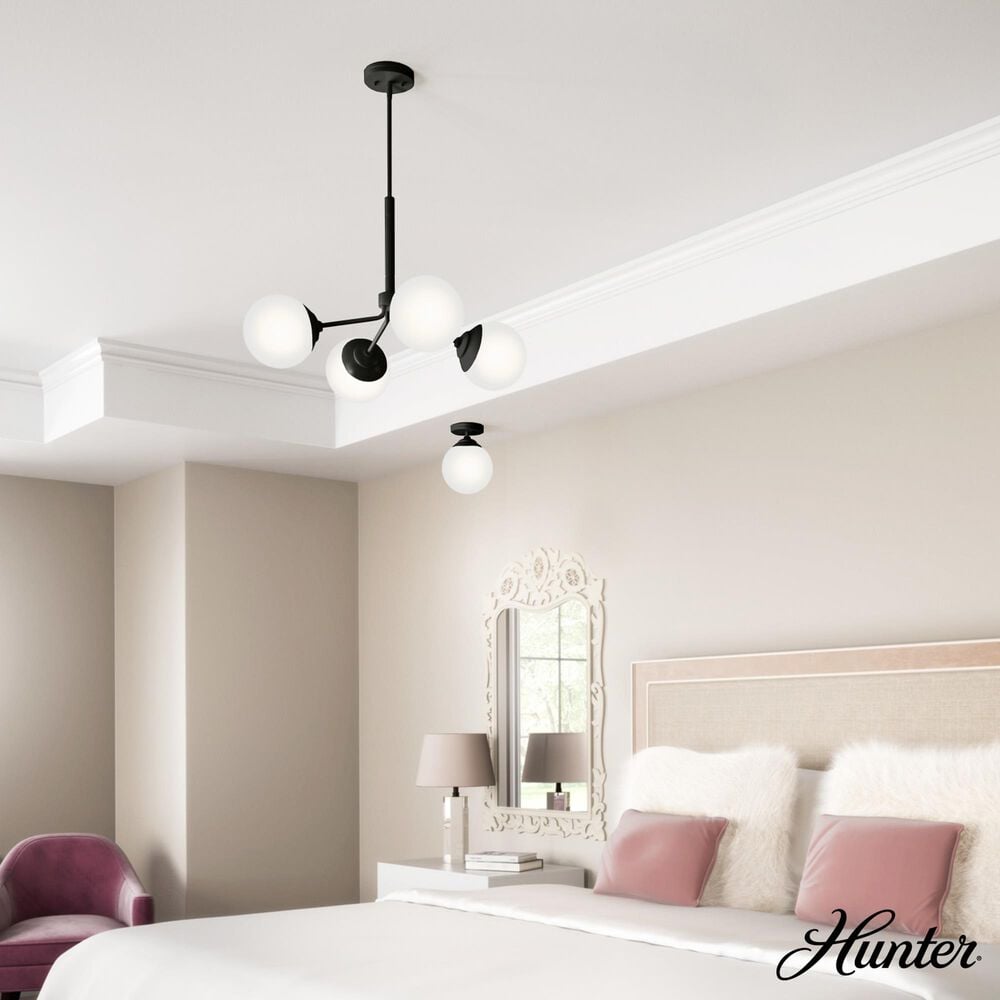 Hunter Hepburn 1-Light Semi-Flush Mount in Matte Black, , large
