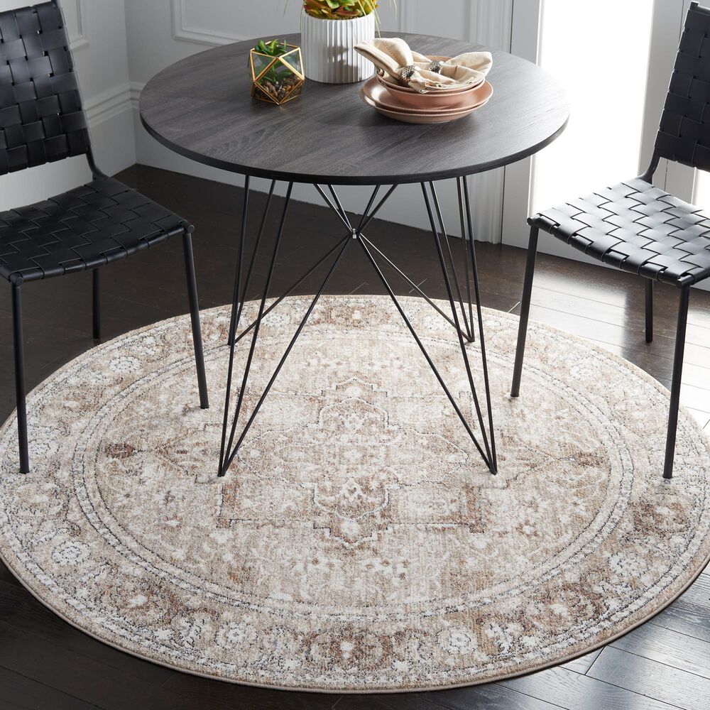 Safavieh Jasmine 5&#39;3&quot; Round Ivory and Beige Area Rug, , large