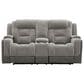 Ashley Mixed Motion Power Reclining Loveseat with Console in Shadow, , large