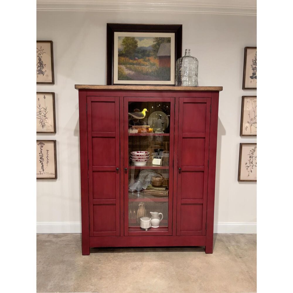 Legacy Classic Furn Direct Shp Vintage Market Curio Cabinet in Barnwood Oak and Spiced Apple, , large