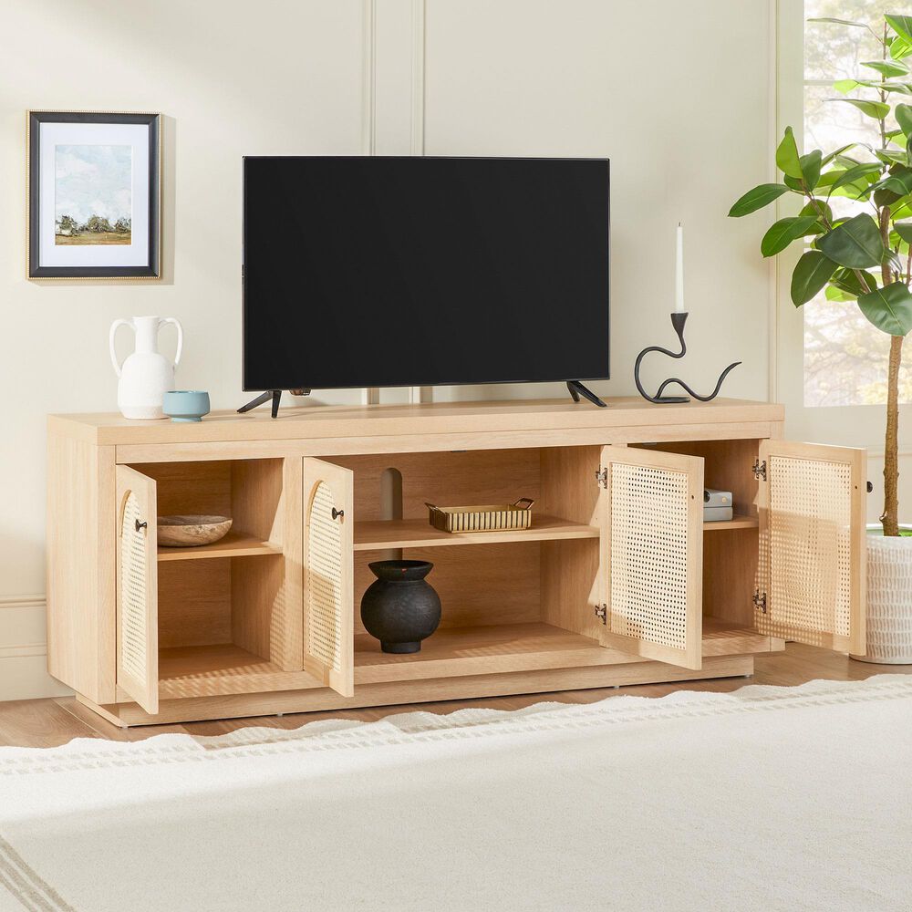 Walker Edison Sasha 70&quot; TV Stand in Coastal Oak, , large