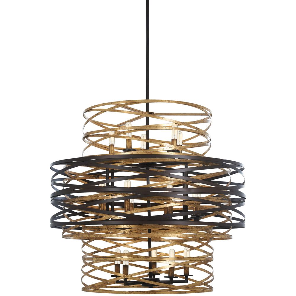 Minka-Lavery Vortic Flow 18-Light Chandelier in Dark Bronze, , large