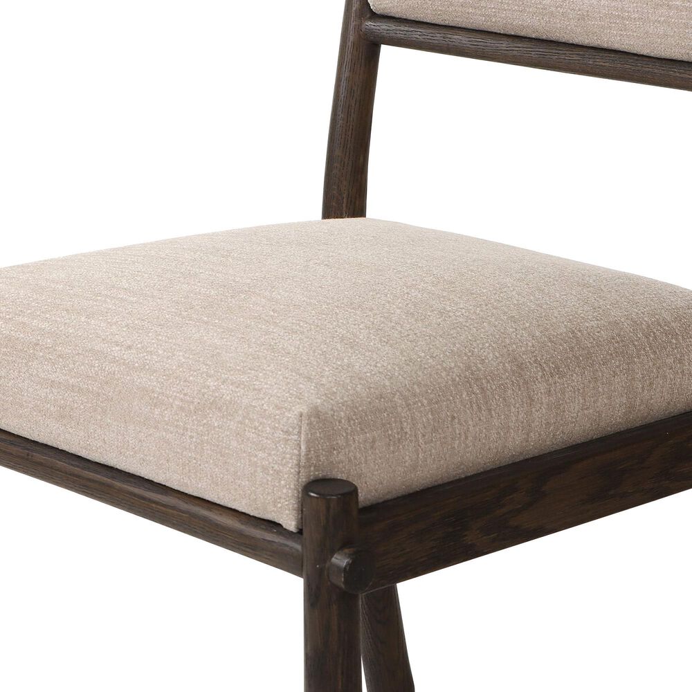 Four Hands Akiro Dining Side Chair with Laken Stone Fabric in Warm Oak, , large