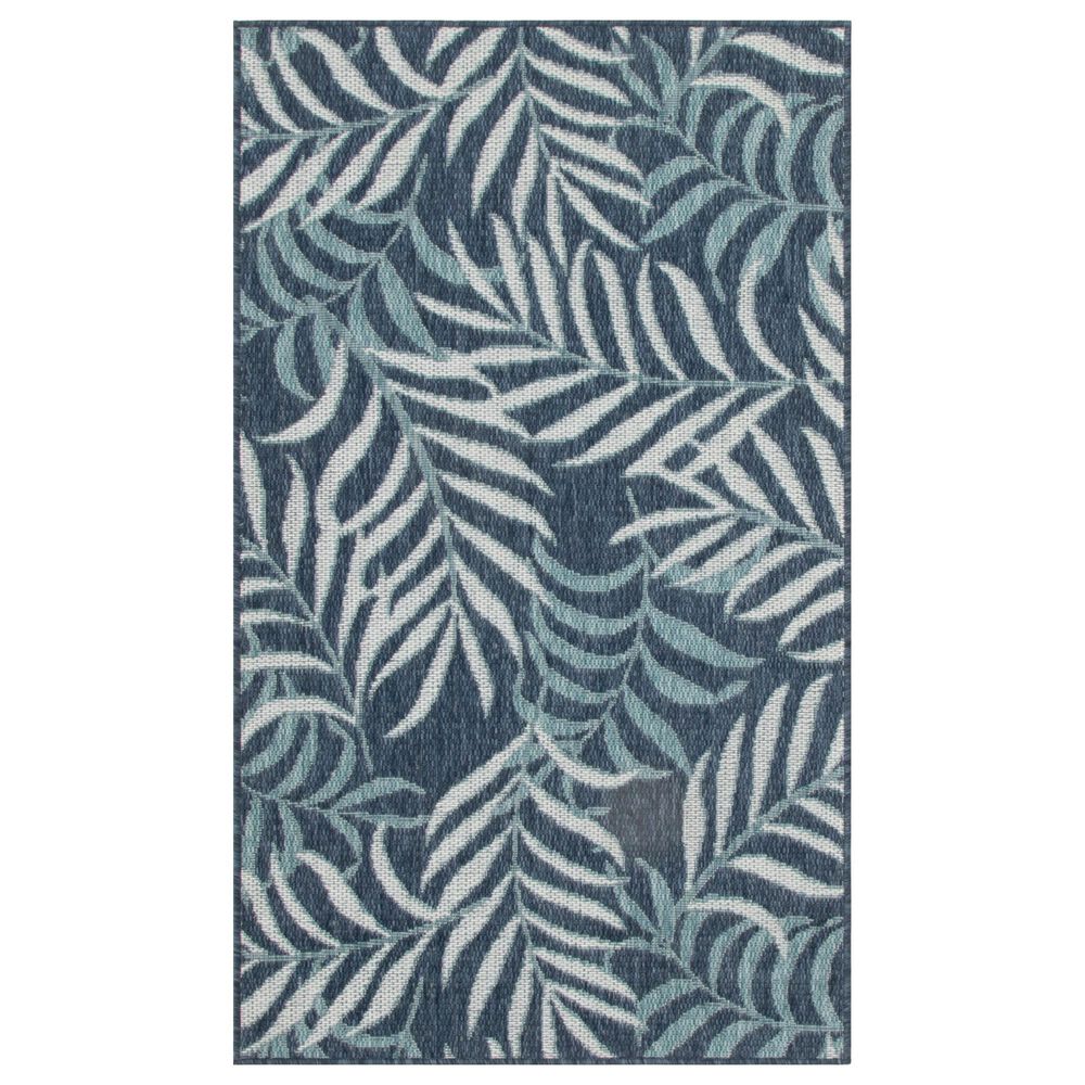 Nourison Garden Oasis Ivory and Navy 3&#39; x 5&#39; Indoor/Outdoor Area Rug, , large