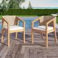 Hearth and Haven Patio Dining Chair with Rope-Design Backrest and Cushions in Light Teak (Set of 2), , large