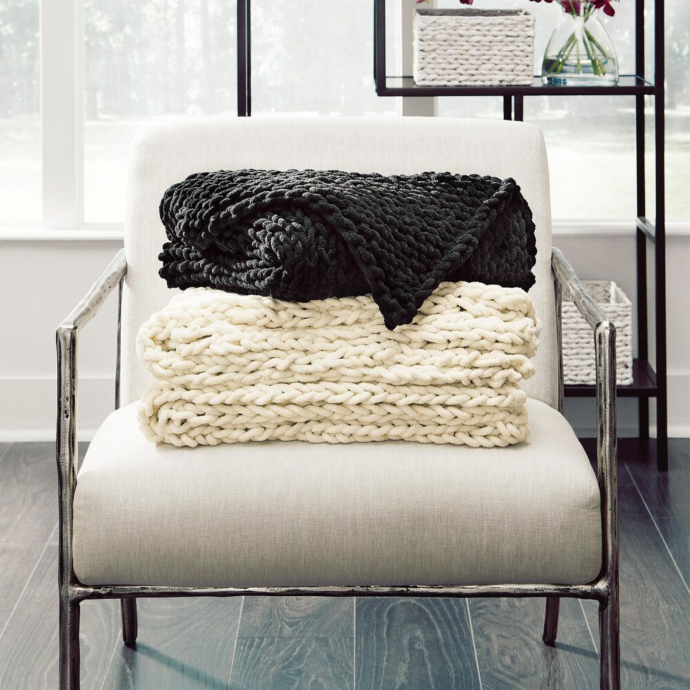 Ashley Chaddon 51&quot; x 62&quot; Throw in Ivory, , large