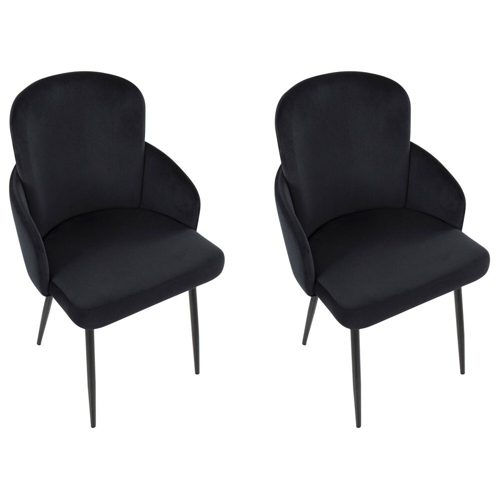 Lumisource Dahlia Dining Arm Chair with Black Velvet Cushion in Black and Gold &#40;Set of 2&#41;, , large