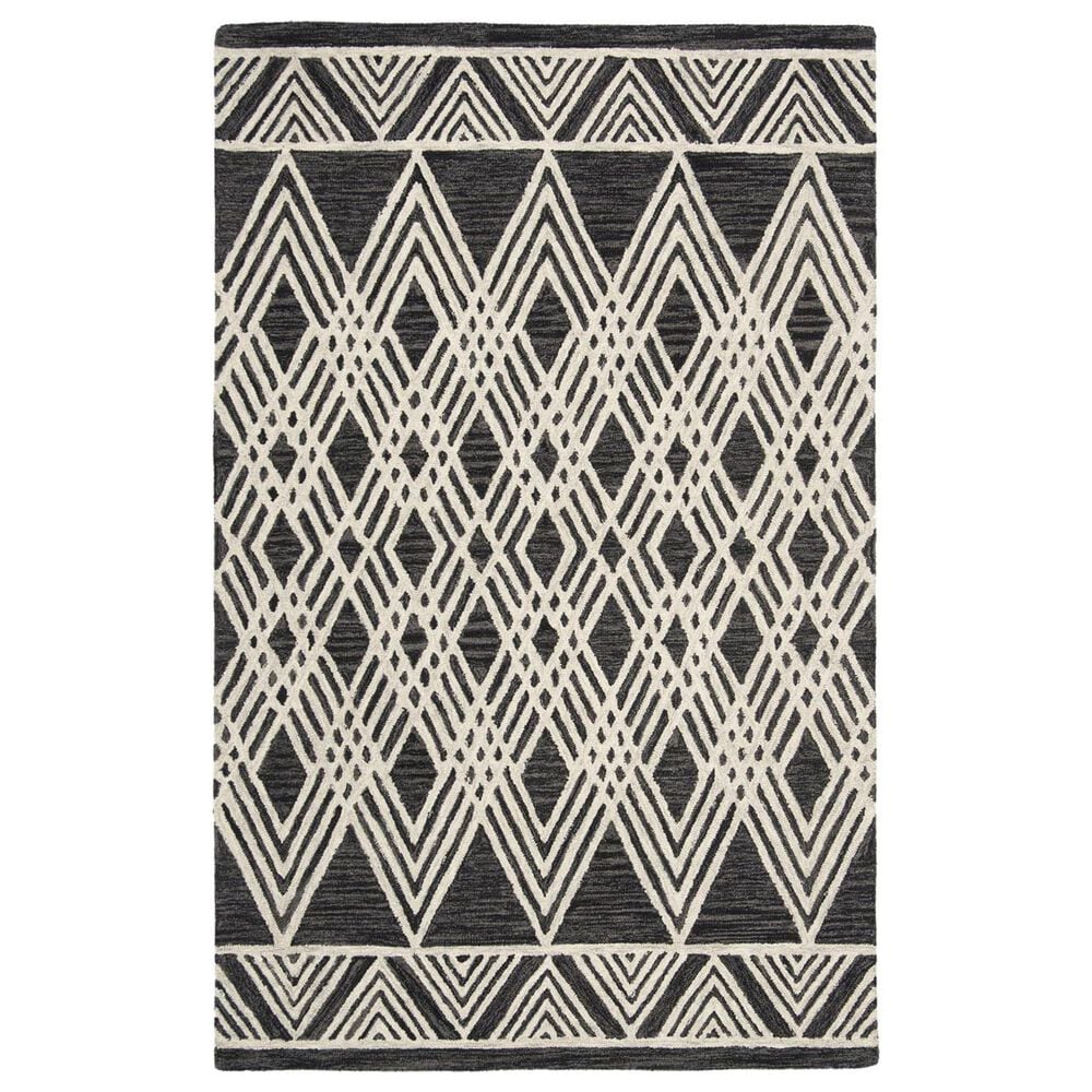 Safavieh Micro-Loop MLP155H 5" x 8" Charcoal and Ivory Area Rug, , large