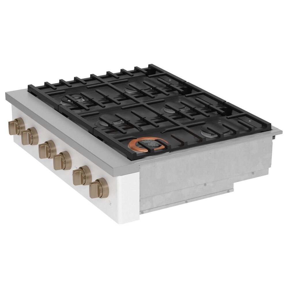 Cafe 36&quot; Natural Gas Rangetop with 6-Burner in Matte White and Brushed Bronze, , large