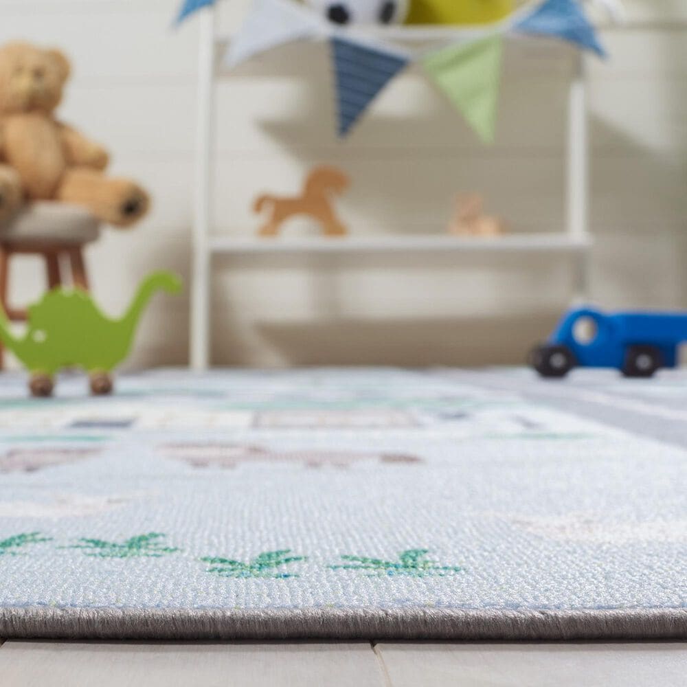 Safavieh Kids Playhouse KPH235M 3&#39;3&quot; x 5&#39;3&quot; Blue and Dark Grey Rug, , large
