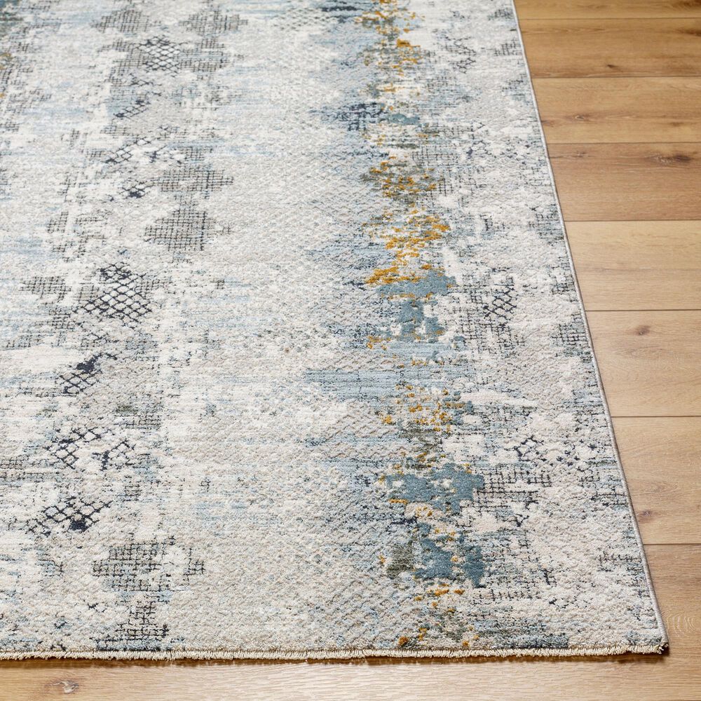 Surya Dresden Off-White, Taupe, Dusty Sage, Ink Blue, Light Gray and Deep Teal 2'7" x 10' Runner, , large