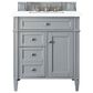 James Martin Vanities Brittany 30" Single Bathroom Vanity in Urban Gray with 3 cm White Zeus Quartz Top and Rectangular Sink, , large