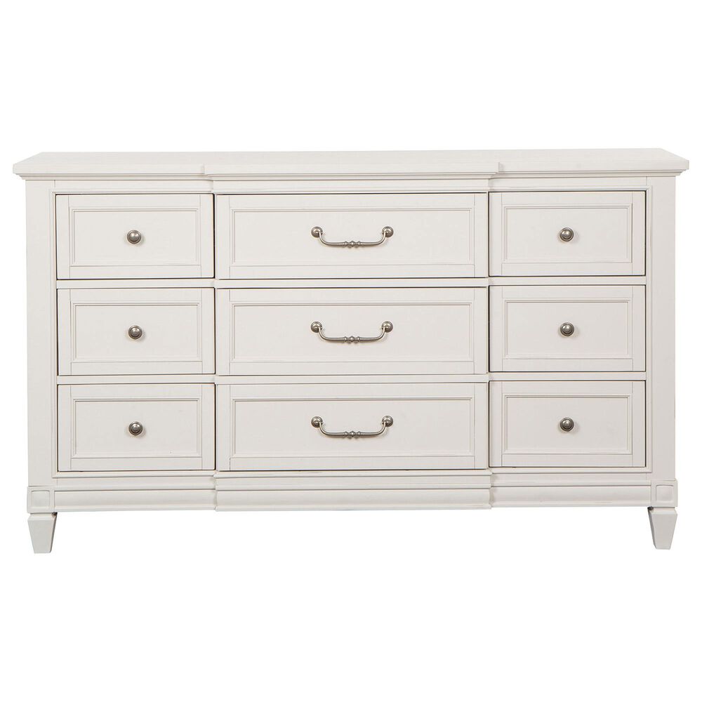 Nicolette Home Willowbrook King Panel Bed with Dresser and Nightstand in Egg Shell White, , large