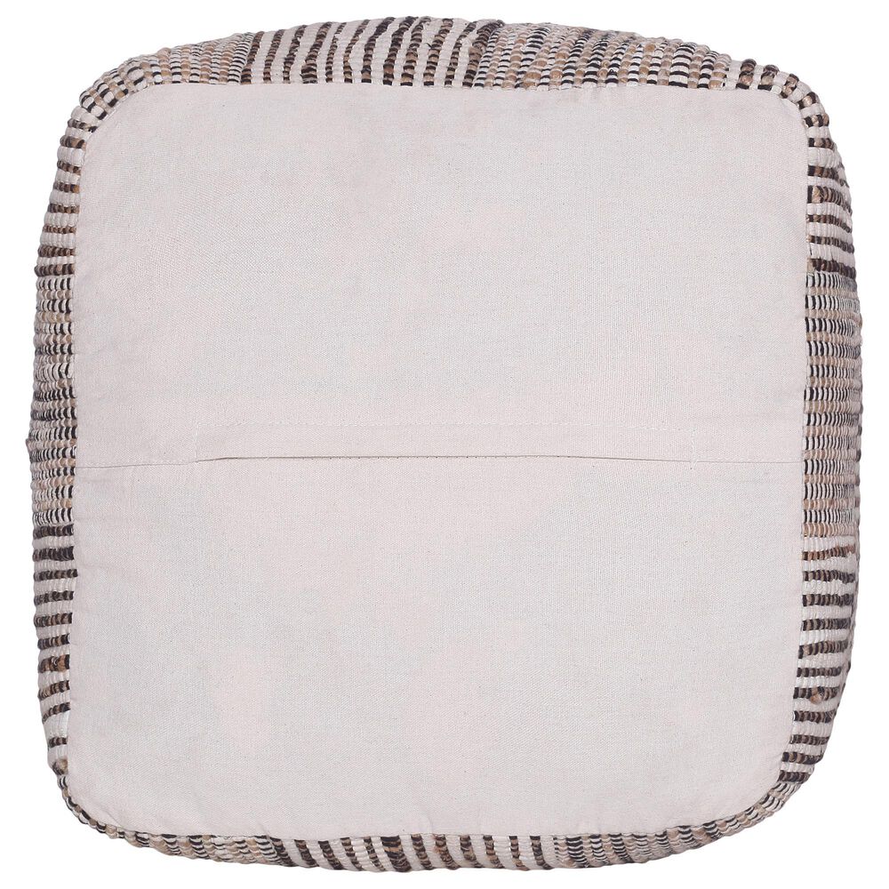 LR Home 18" Square Checkered Pouf in Cream and Black, , large