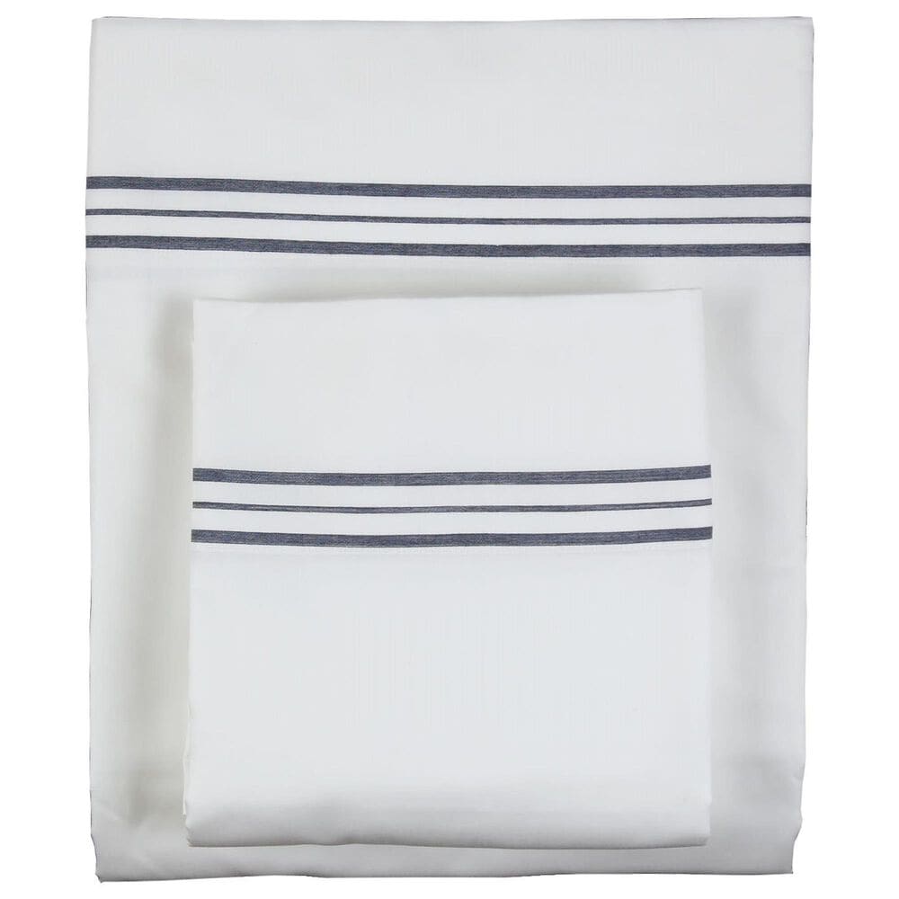 Ann Gish Art Of Home 4-Piece Queen Hem Stripe Sheet Set In White Navy, , large