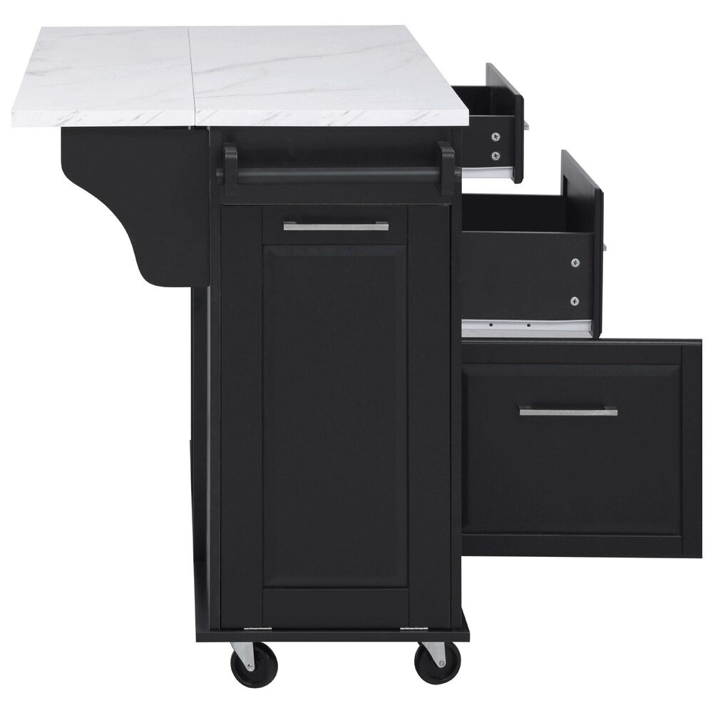 HOMLUX 51" Kitchen Island with Tilt Trash Can Cabinet in Black, , large