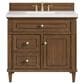 James Martin Vanities Lorelai 36" Single Vanity in Mid-Century Walnut with 3 cm Arctic Fall Solid Surface Top, , large