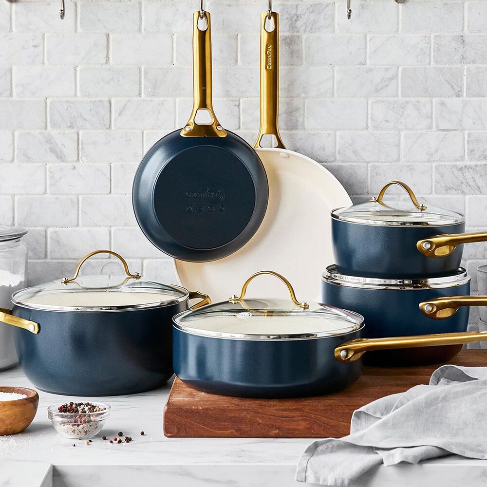 GreenPan Reserve Twilight Ceramic Nonstick 10Piece Cookware Set with GoldTone Handles