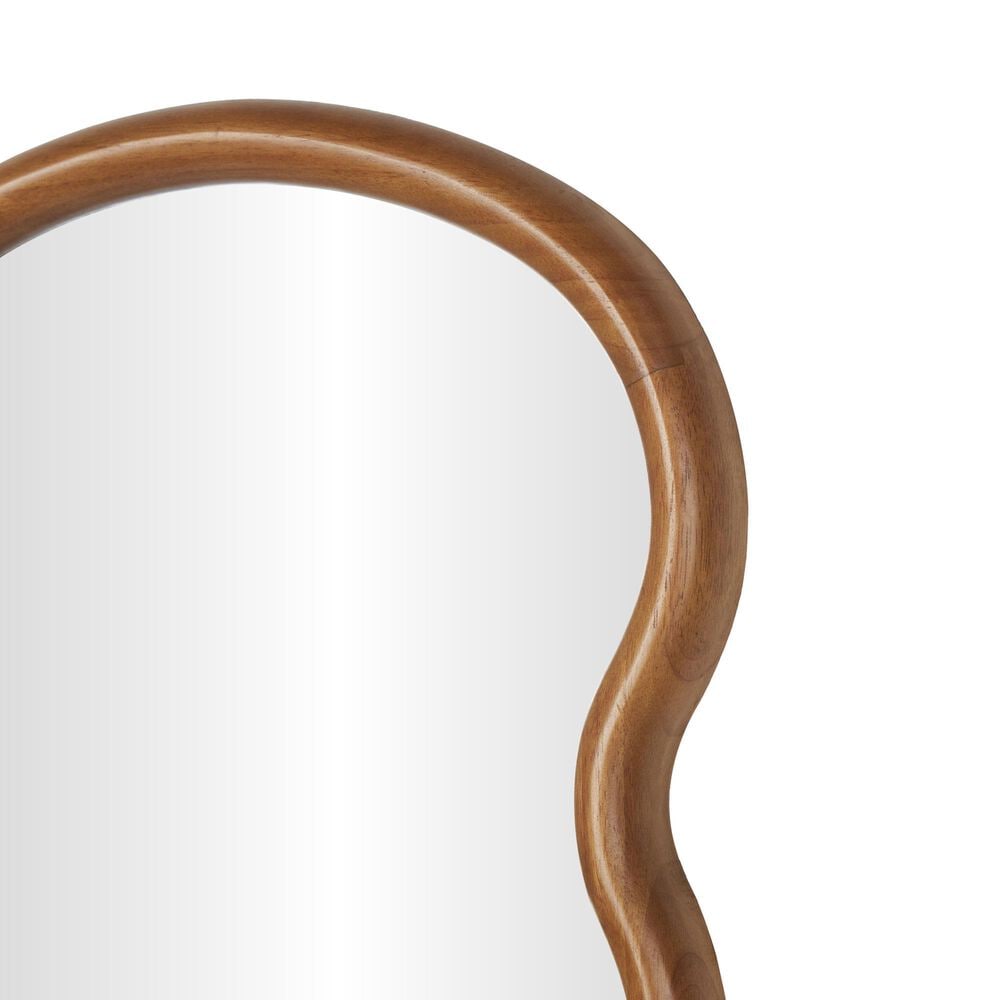 Maple and Jade 47&quot; Wood Abstract Wavy Wall Mirror in Brown, , large