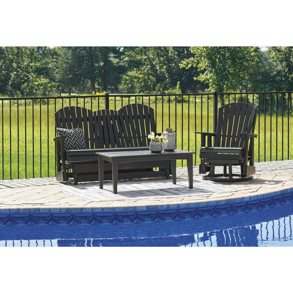 Ashley Hyland Wave Patio Rectangular Coffee Table in Black, , large