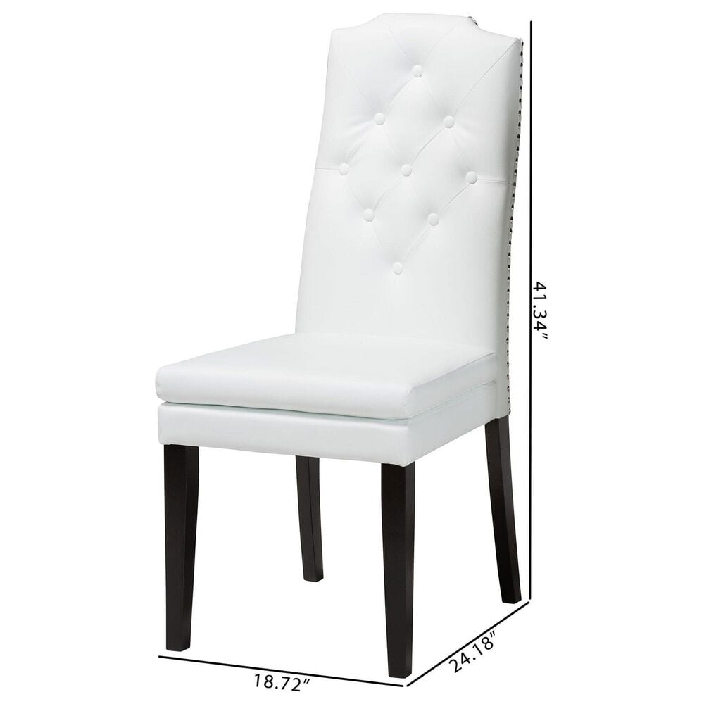 Baxton Studio Dylin Side Chair with White Cushion in Espresso Brown (Set of 2), , large