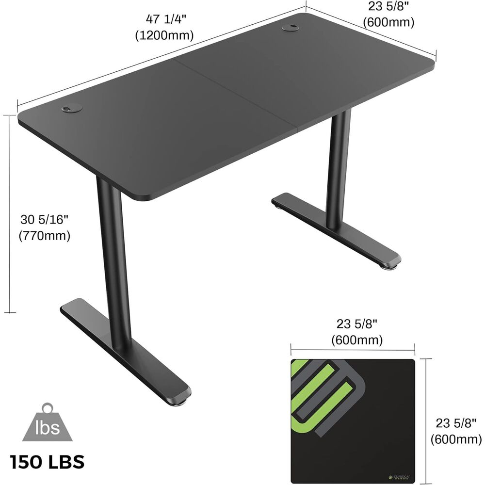 Eureka Ergonomics 47&#39;&#39; Gaming Desk in Black, , large