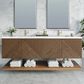James Martin Vanities Marcello 72" Double Bathroom Vanity in Chestnut with Single Hole 3 cm White Zeus Quartz Top and Rectangular Sinks, , large