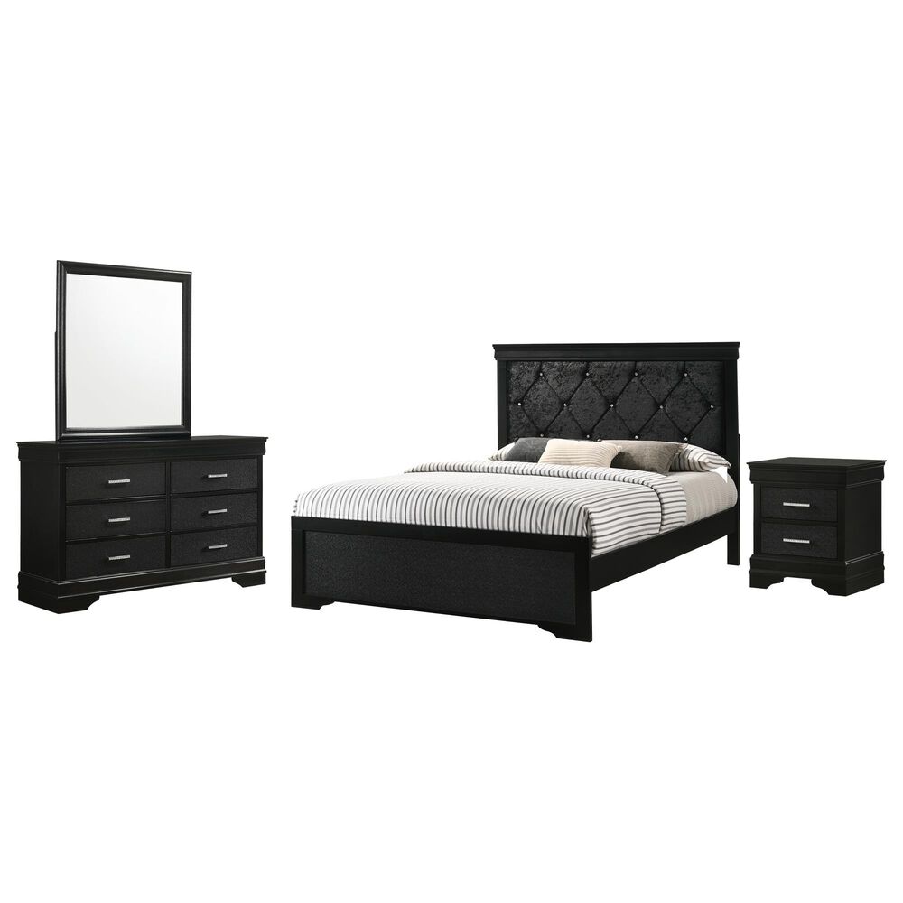 Crown Mark Amalia 4-Piece King Bedroom Set in Black, , large