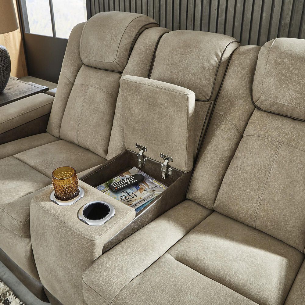 Ashley Next-Gen DuraPella Power Reclining Loveseat with Console in Sand, , large
