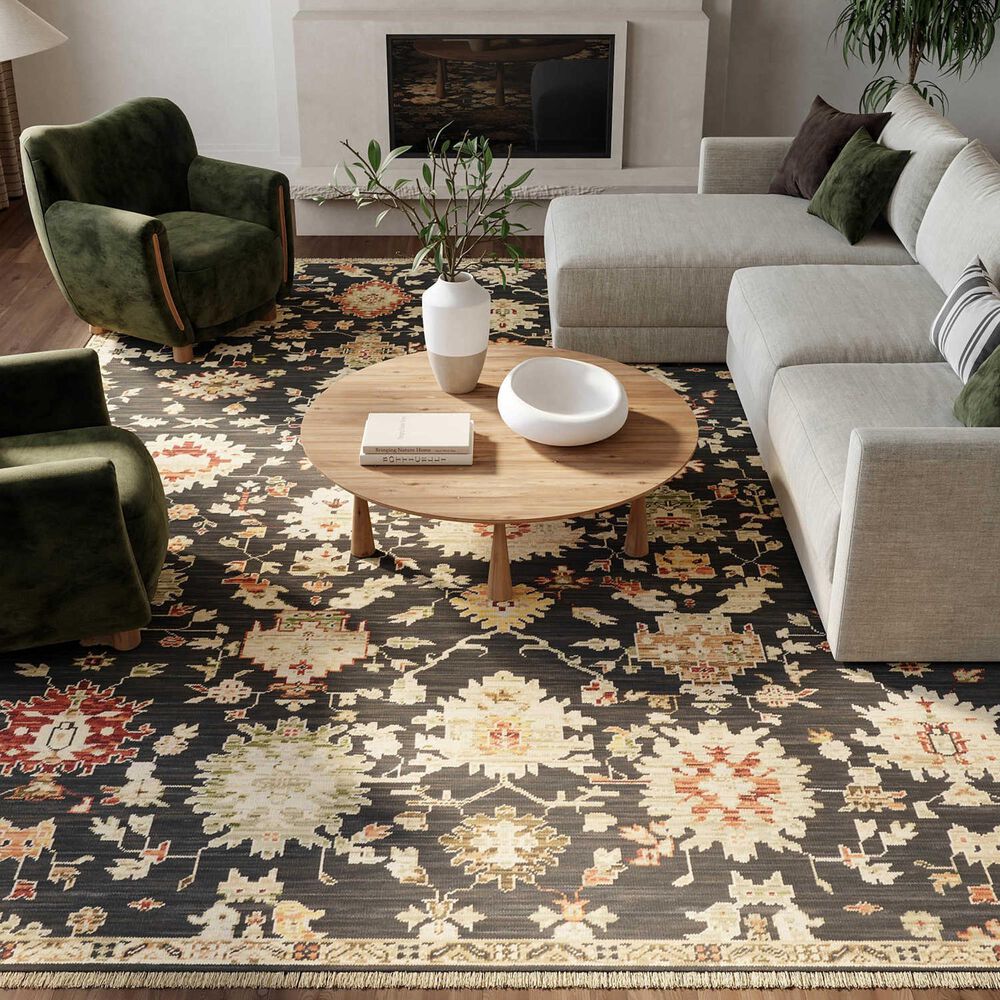 Nourison Antique Bloom Black 10' x 13' Area Rug, , large