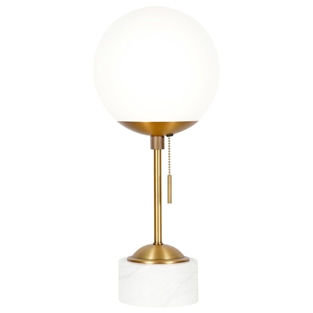Hudson and Canal Reagan Table Lamp in Brass and White Marble, , large