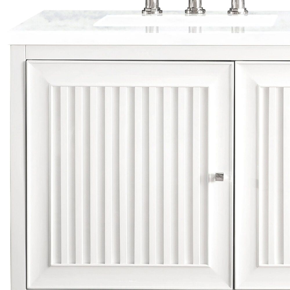 James Martin Vanities Athens 60&quot; Double Bathroom Vanity in Glossy White with 3 cm Arctic Fall Solid Surface Top and Rectangular Sinks, , large