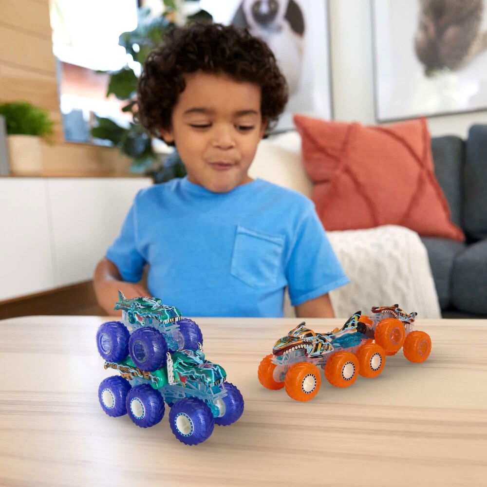 Hot Wheels 4-Pack Monster Trucks Power Smashers Toy Truck and Big Rig in Multicolor, , large