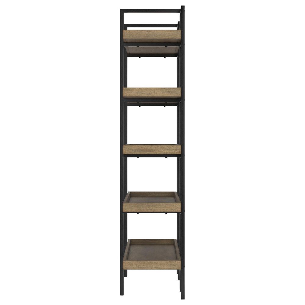 Ashley Montia 76&quot; Bookcase in Light Brown and Gunmetal Gray, , large