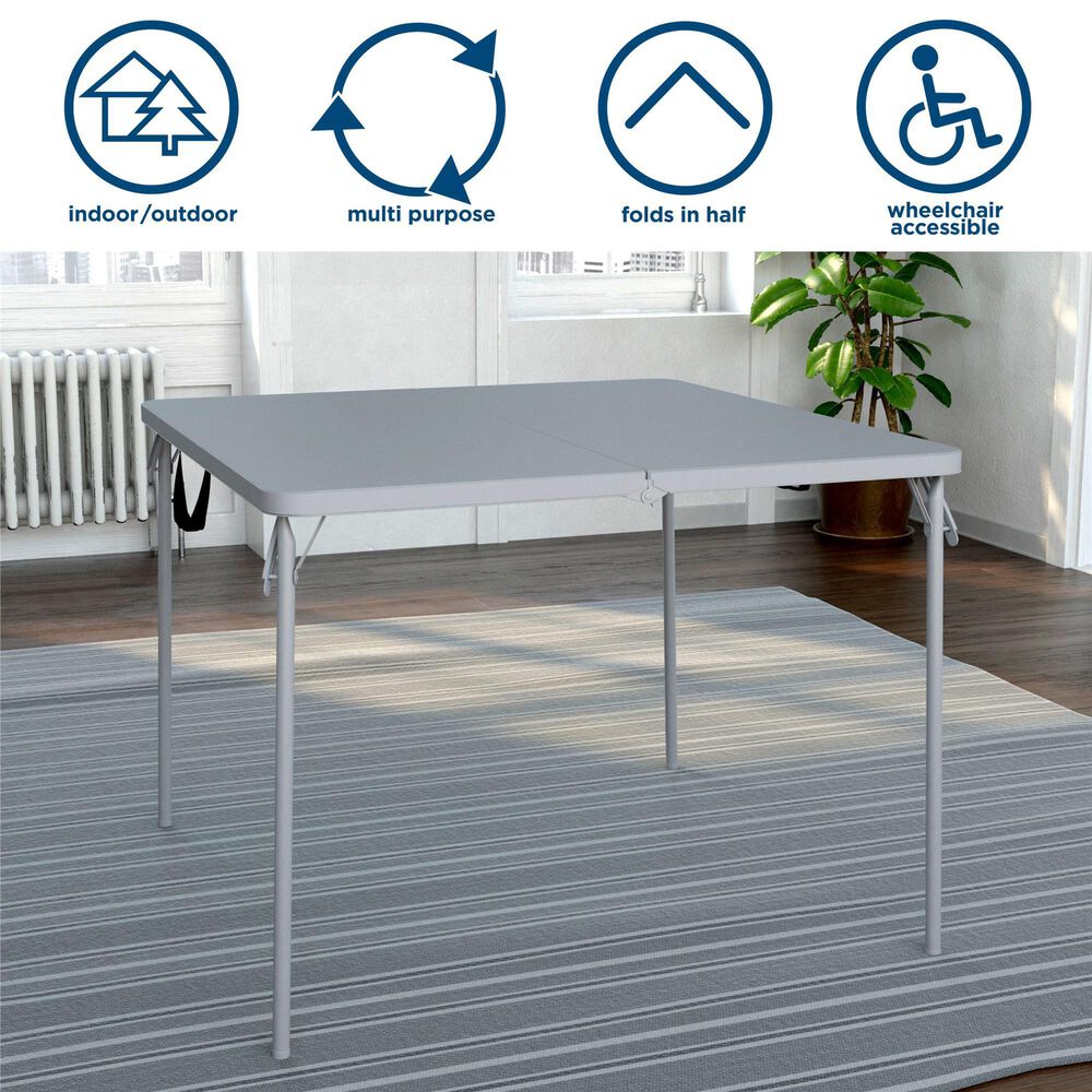 DHP 38.5&quot; Fold-in-Half Card Table with Handle in Gray, , large