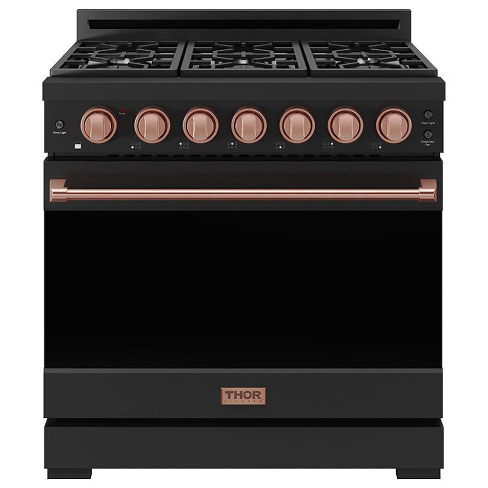 Thor Kitchen Gordon Ramsay 6 Cu. Ft. Professional Liquid Propane Range with Rose Gold Handle Kit in Black, , large