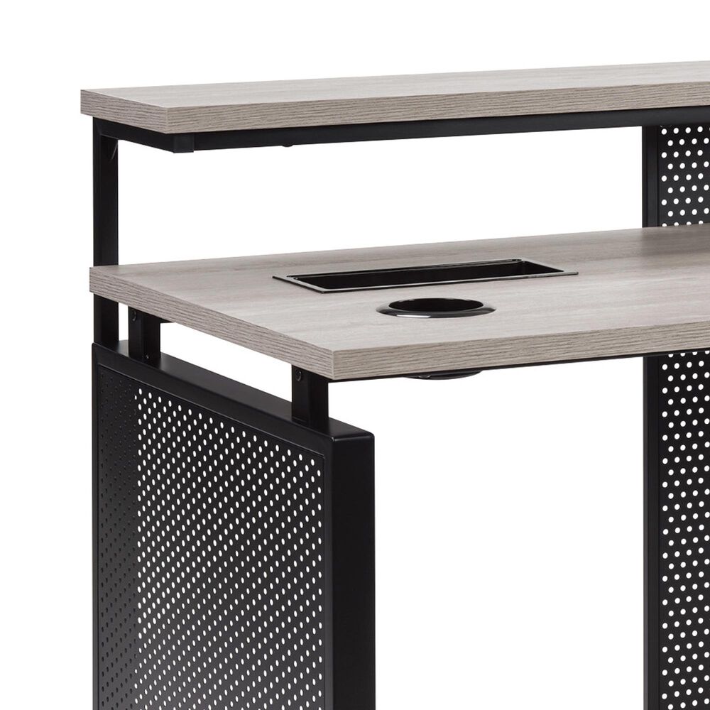 Valor Living Ace Computer Desk with Hutch in Grey Taupe and Matte Black, , large