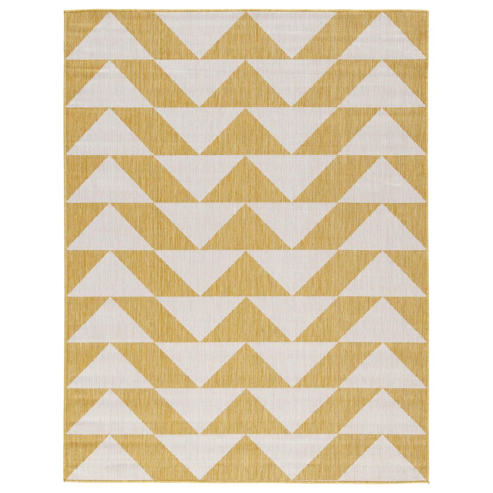 Ashley Thomley Indoor/Outdoor 5" x 7" Ivory and Yellow Area Rug, , large