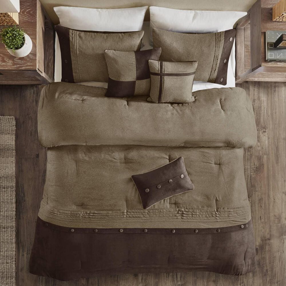 Hampton Park Boone 7-Piece California King Standard Faux Suede Comforter Set in Brown, , large