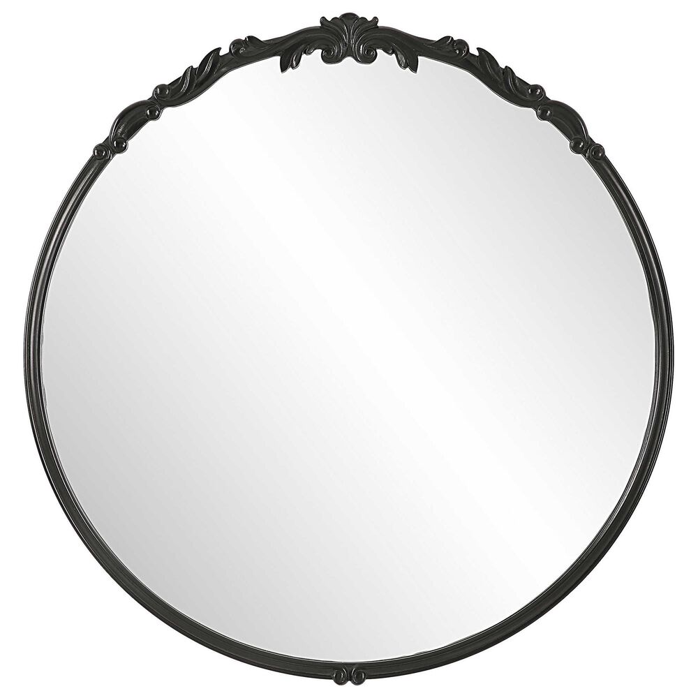 Uttermost 30&quot; Round Wall Mirror in Satin Black, , large