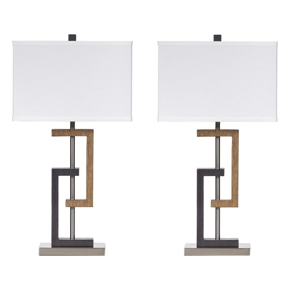Ashley Syler Poly Table Lamp in Brown and Silver (Set of 2), , large