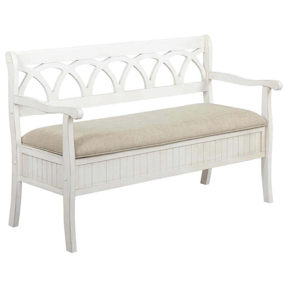 Parkerville Furniture Line Storage Bench in White, , large