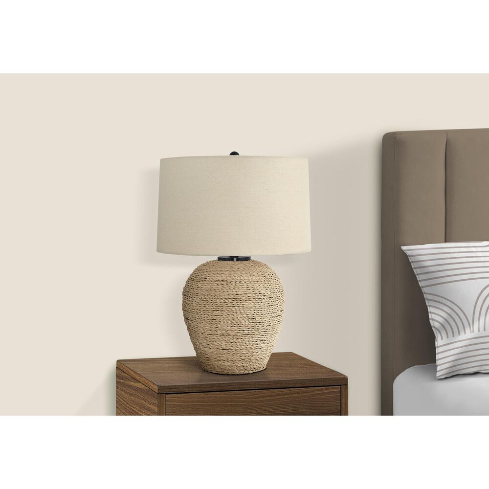 Hearth and Haven 25" Rattan Table Lamp with Beige Shade in Natural, , large