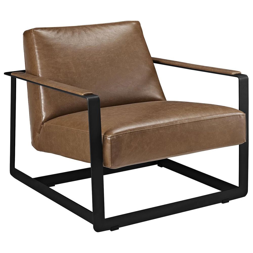 Modway Seg Vinyl Accent Chair in Brown, , large