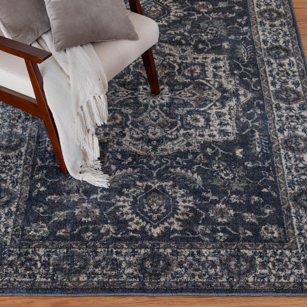 Central Oriental Minerva Hester 7&#39;10&quot; x 9&#39;10&quot; Vintage Blue and Alabaster Area Rug, , large