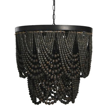 Creative Coop Laurel 2-Tier Draped Wood Bead Chandelier in Black, , large