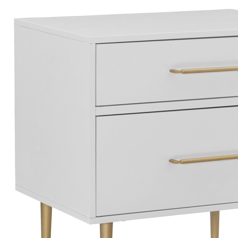 Linon Home Decor Gloria 2-Drawer Nightstand in White and Gold, , large