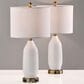 Adesso Freya Table Lamps with USB in Antique Brass and White (Set of 2), , large