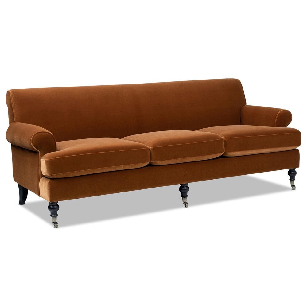 Jennifer Taylor Home Alana Stationary Sofa in Burnt Orange Velvet, , large