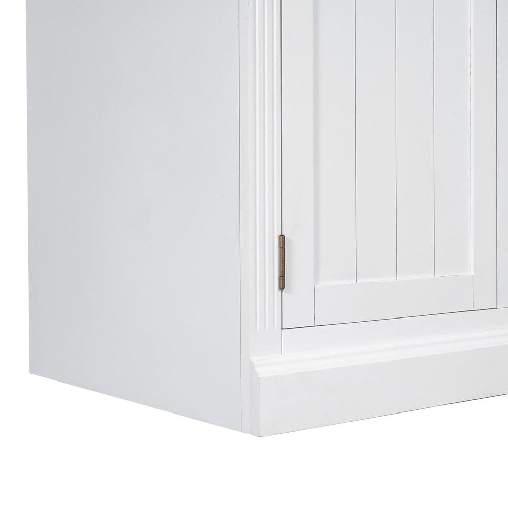 Hearth and Haven Writing Desk with Open Bookshelf and LED Lighting in White, , large